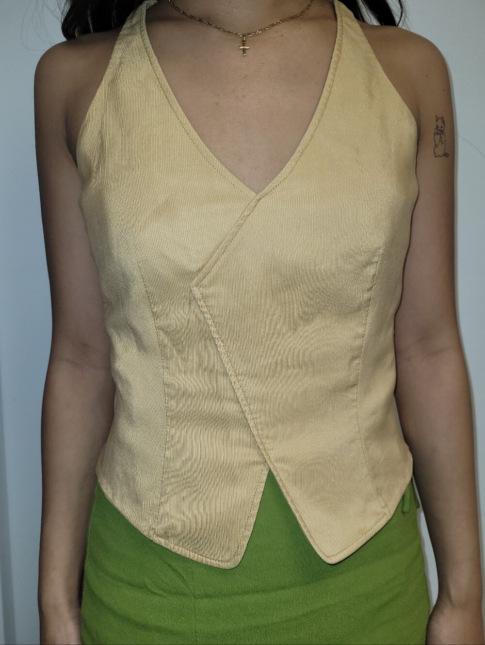 Vintage Giorgio Armani Pale Yellow Waistcoat Vest With Back Button Closure